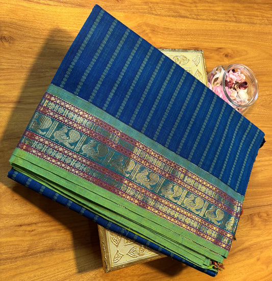 INK BLUE STRIPES CHETTINAD COTTON SAREE