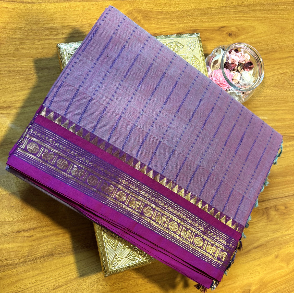 PASTEL PINK STRIPES CHETTINAD COTTON SAREE