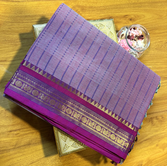 PASTEL PINK STRIPES CHETTINAD COTTON SAREE