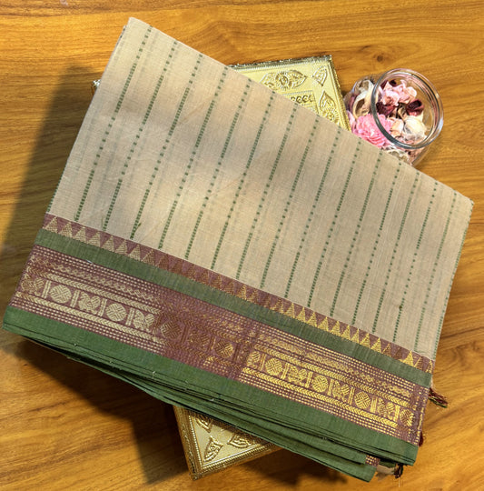 BEIGE STRIPES CHETTINAD COTTON SAREE