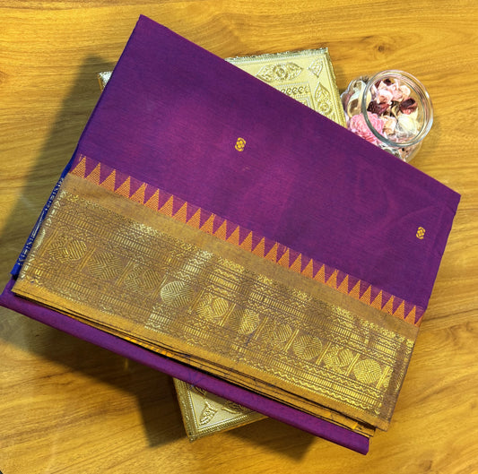 PURPLE TEMPLE BORDER CHETTINAD COTTON SAREE