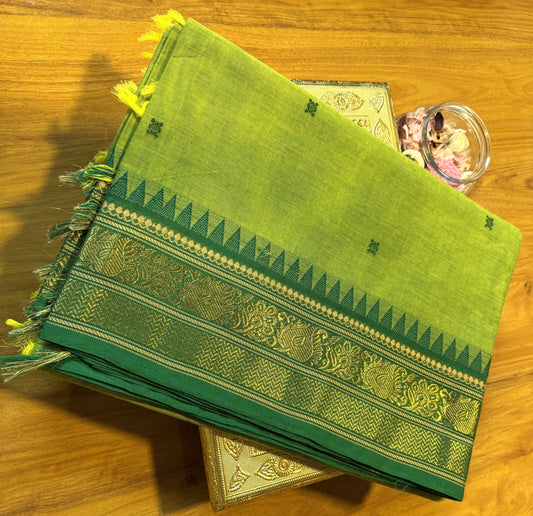 GREEN TEMPLE BORDER CHETTINAD COTTON SAREE
