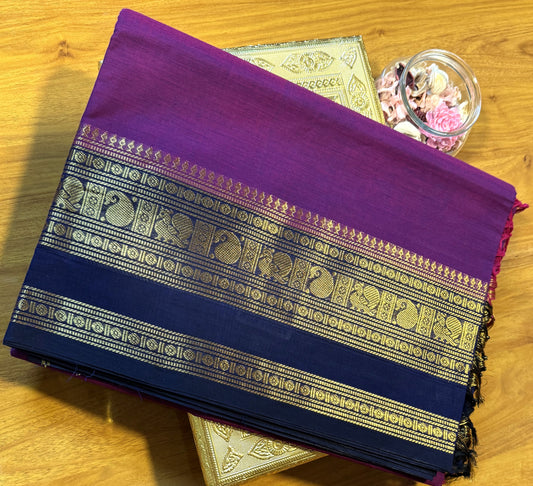 PURPLE ZARI BORDER CHETTINAD COTTON SAREE
