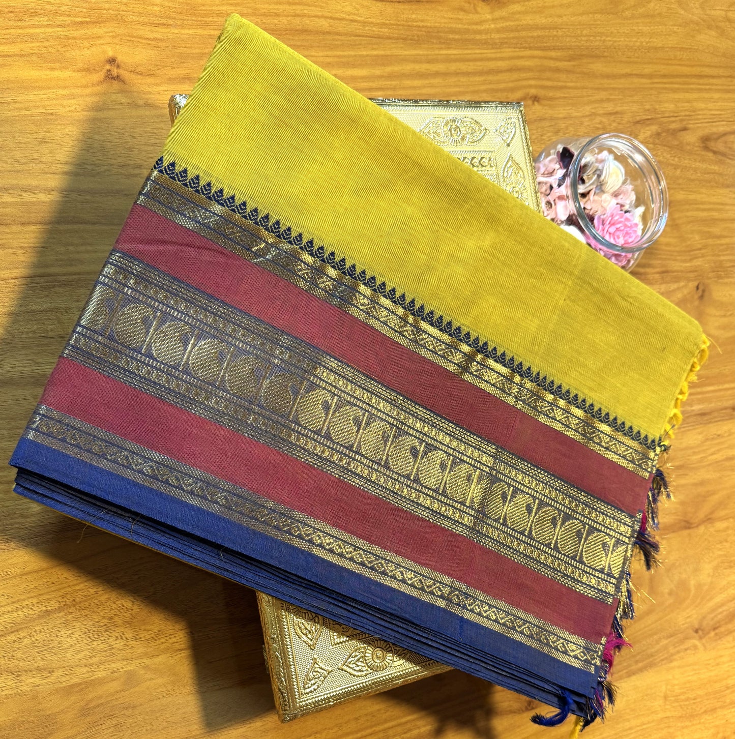 YELLOW ZARI BORDER CHETTINAD COTTON SAREE