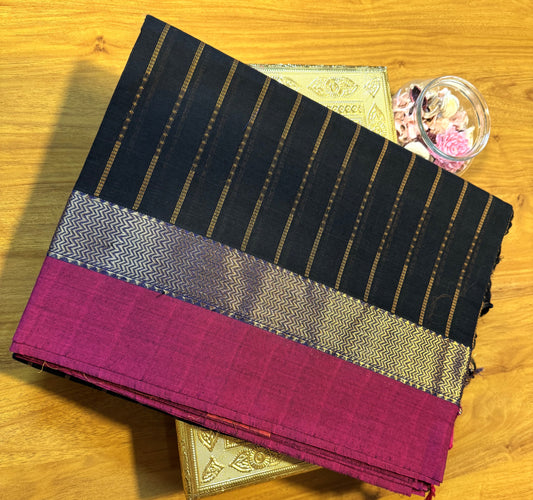 BLACK STRIPES CHETTINAD COTTON SAREE