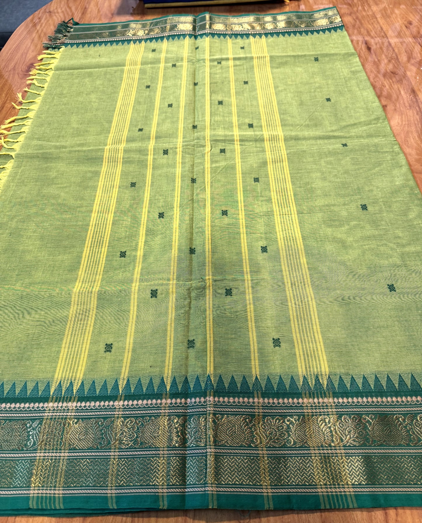 GREEN TEMPLE BORDER CHETTINAD COTTON SAREE