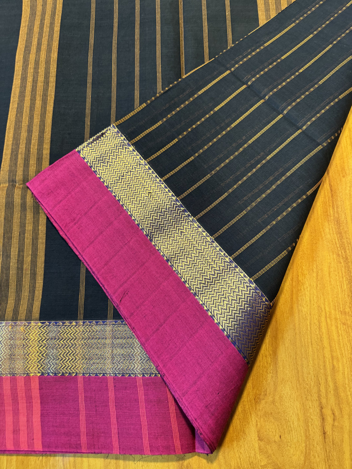 BLACK STRIPES CHETTINAD COTTON SAREE