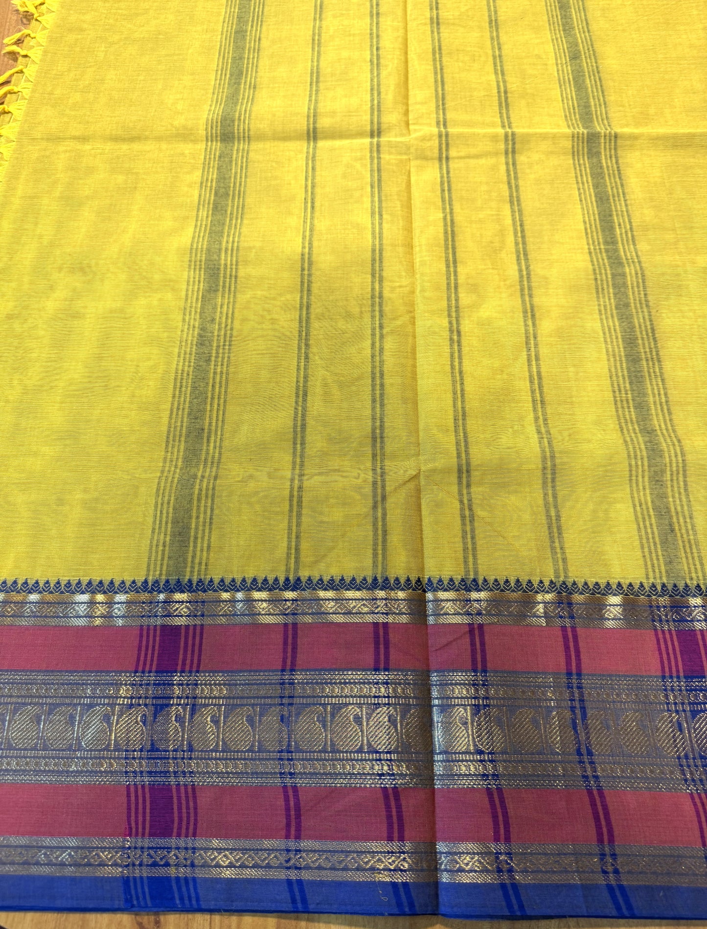 YELLOW ZARI BORDER CHETTINAD COTTON SAREE