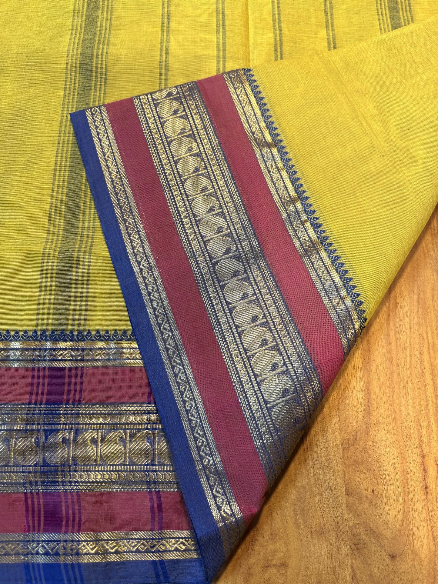 YELLOW ZARI BORDER CHETTINAD COTTON SAREE