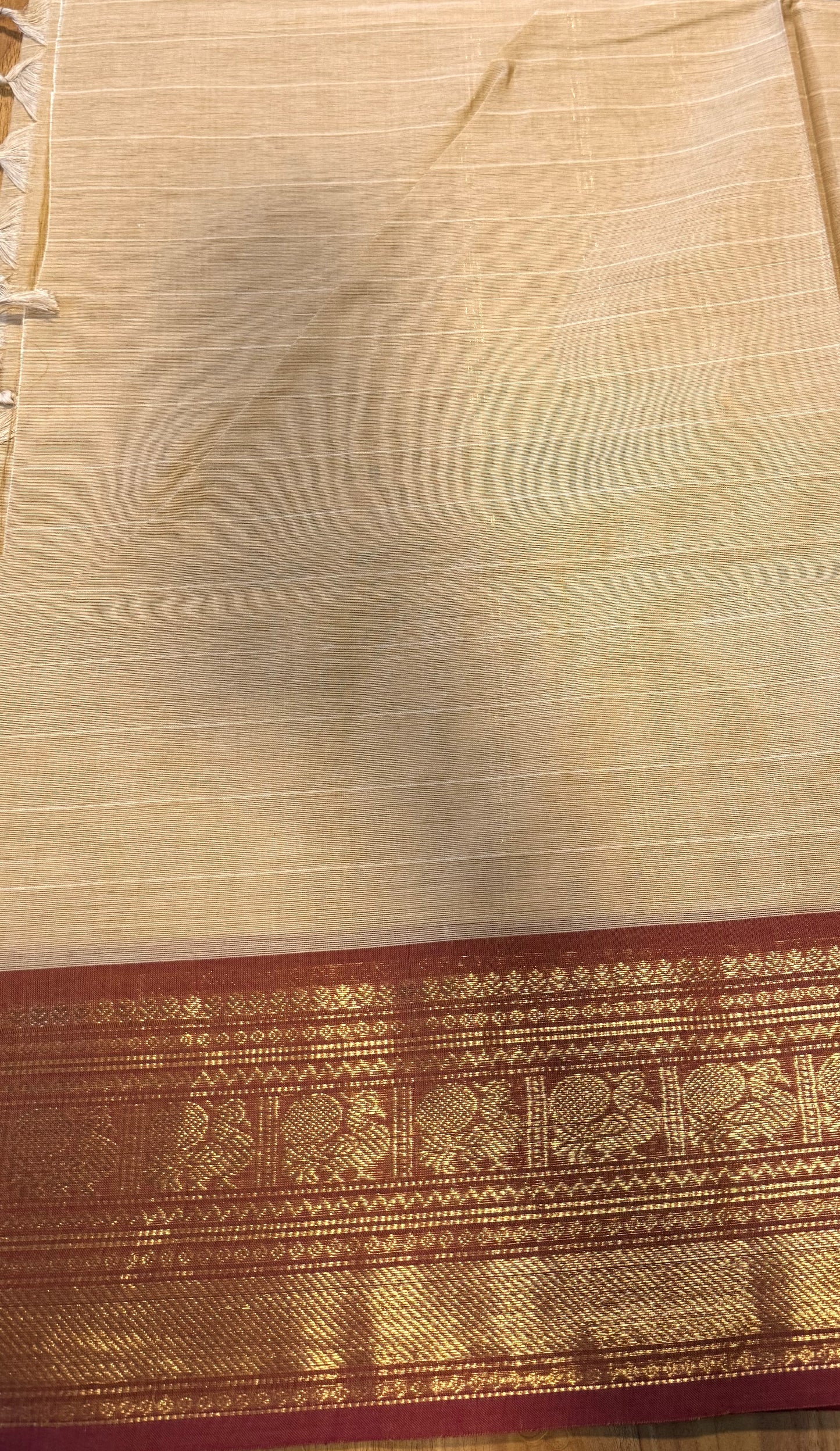 LIGHT BROWN ZARI BORDER CHETTINAD COTTON SAREE