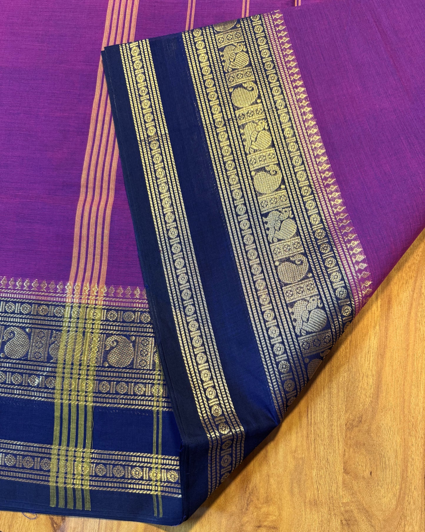 PURPLE ZARI BORDER CHETTINAD COTTON SAREE
