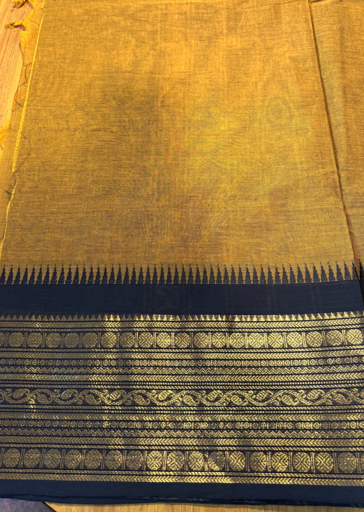 BROWN TEMPLE BORDER CHETTINAD COTTON SAREE