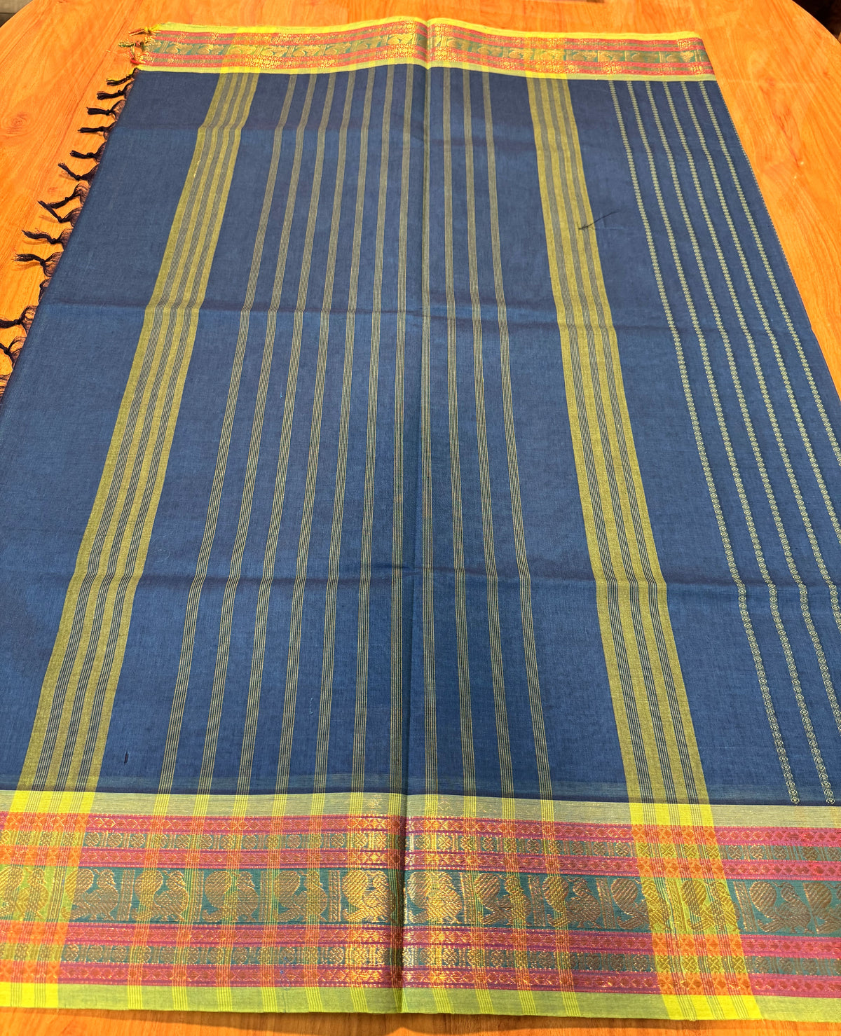 INK BLUE STRIPES CHETTINAD COTTON SAREE