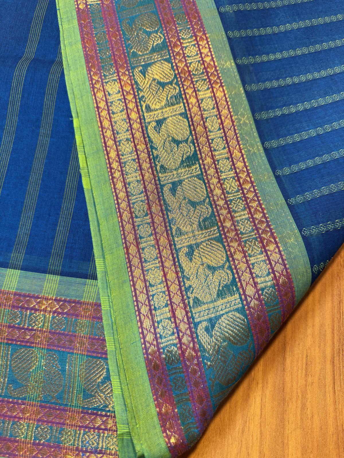 INK BLUE STRIPES CHETTINAD COTTON SAREE