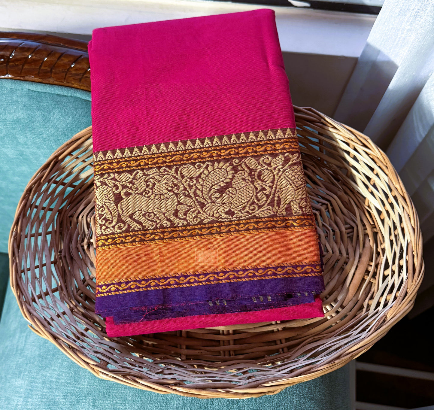 HOT PINK CHETTINAD COTTON SAREE