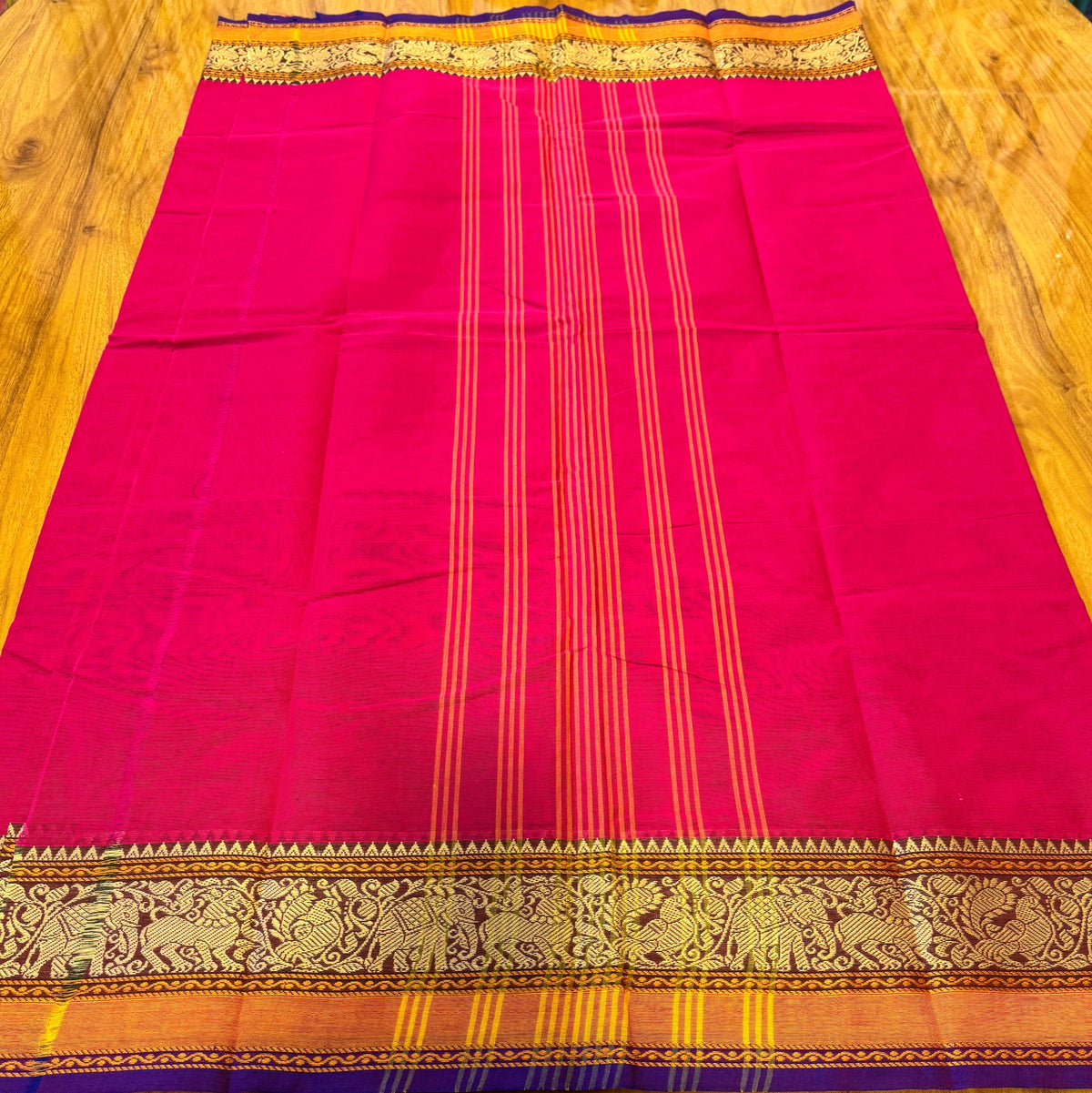 HOT PINK CHETTINAD COTTON SAREE