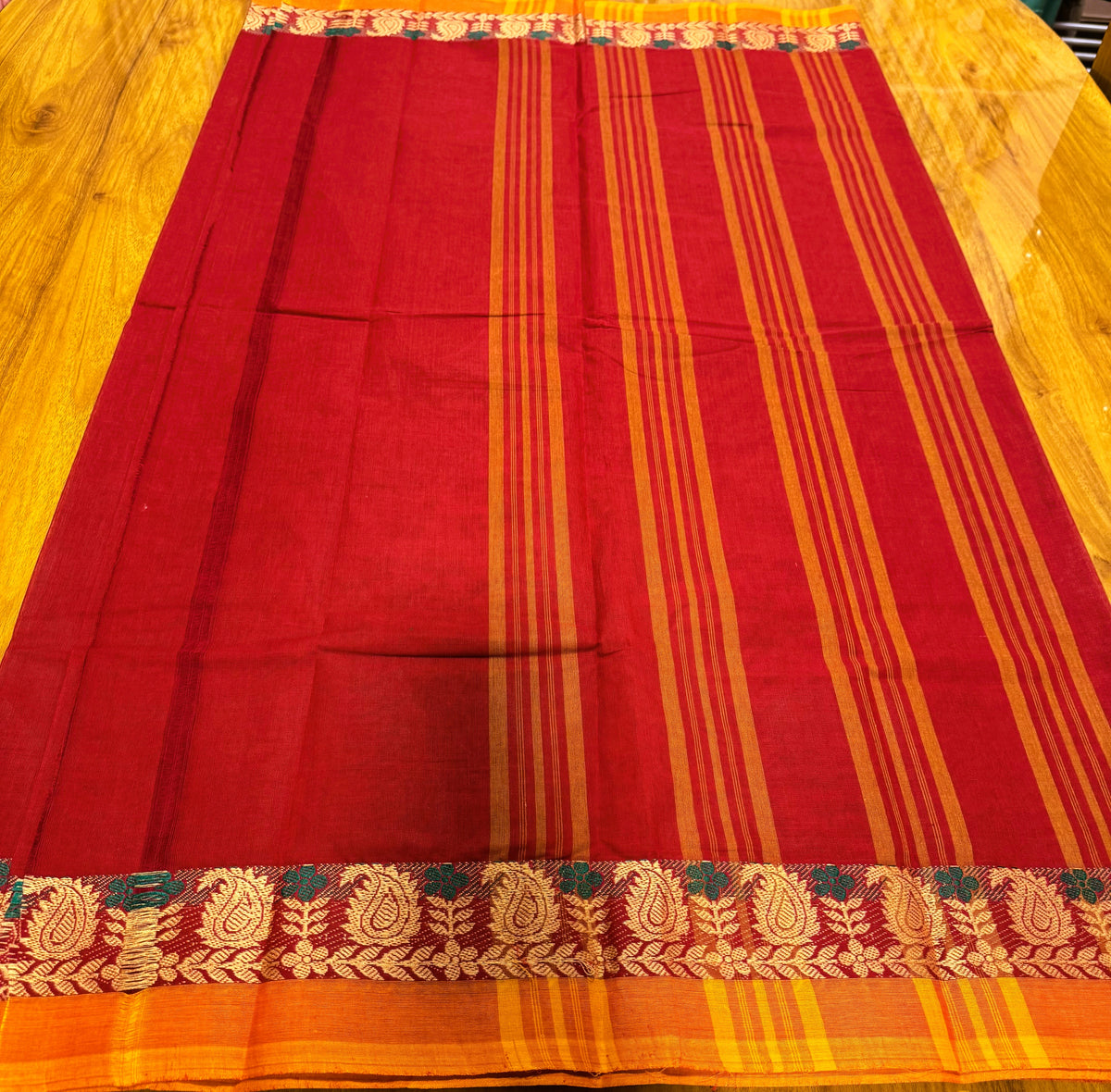 RED CHETTINAD COTTON SAREE