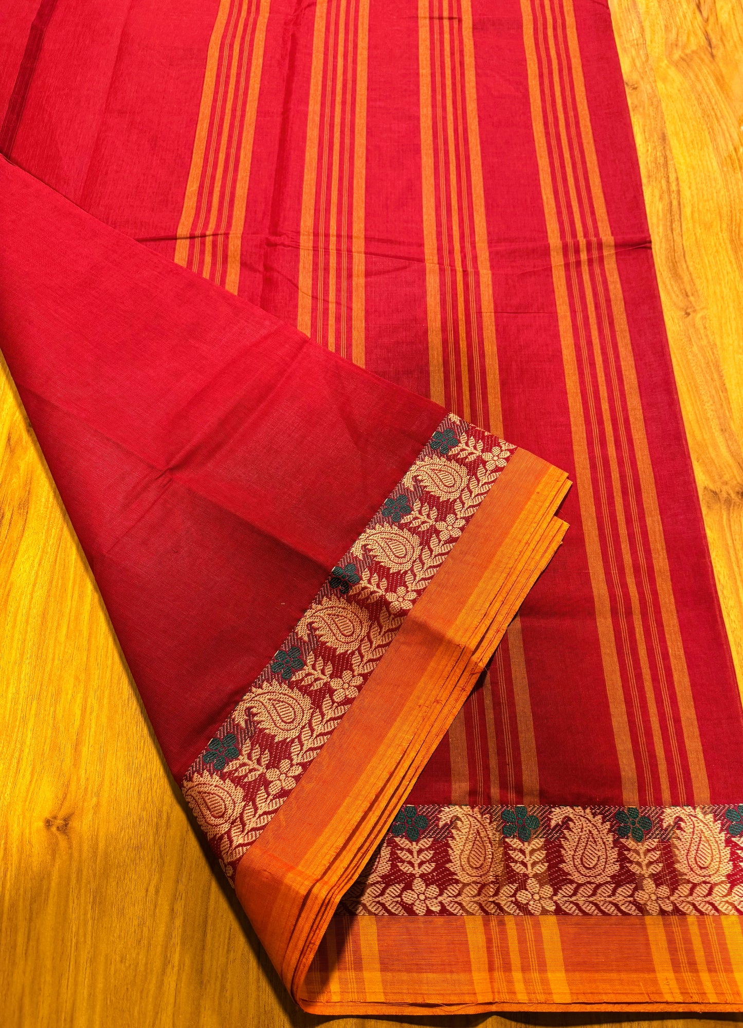 RED CHETTINAD COTTON SAREE