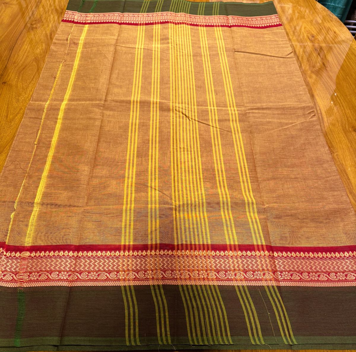 YELLOWISH BROWN CHETTINAD COTTON SAREE