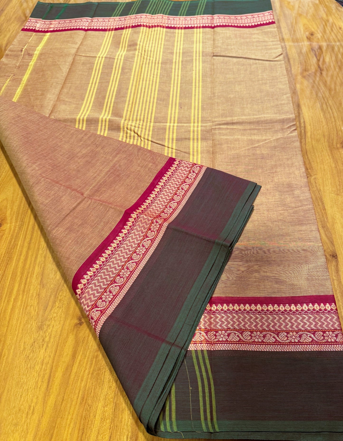 YELLOWISH BROWN CHETTINAD COTTON SAREE
