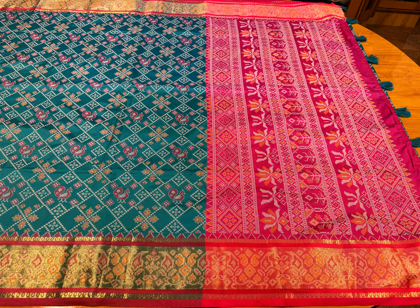 TEAL BLUE POCHAMPALLY IKKAT SAREE