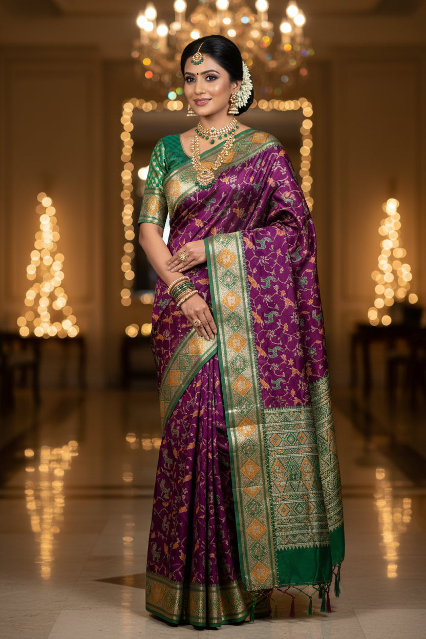 PURPLE POCHAMPALLY IKKAT SAREE