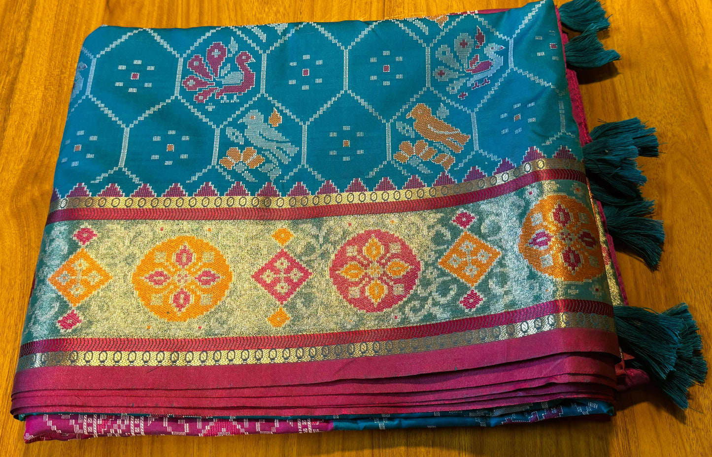 TEAL BLUE POCHAMPALLY IKKAT SAREE