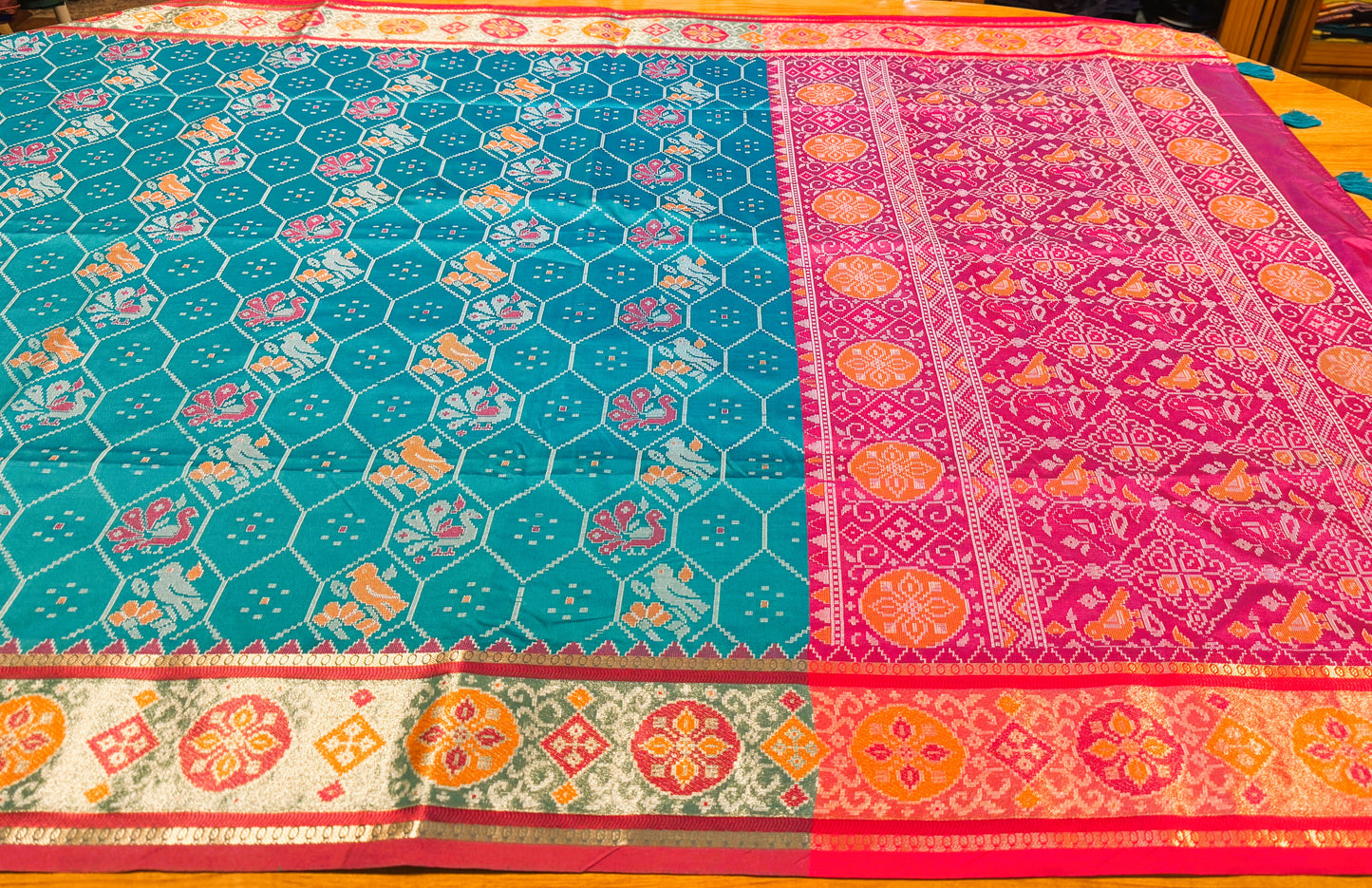 TEAL BLUE POCHAMPALLY IKKAT SAREE