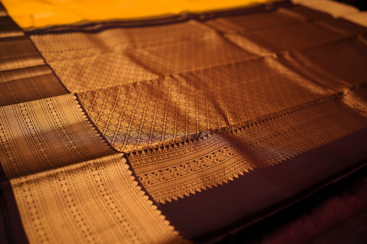 YELLOW KANCHIPURAM SILK SAREE
