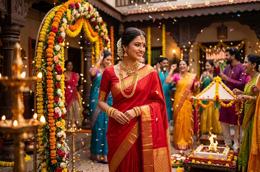 RED MYSORE SILK SAREE